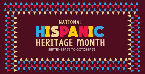 Hispanic heritage month Vector web banner, poster, card for social media, networks. Greeting with national Hispanic heritage month text, flowers floral background