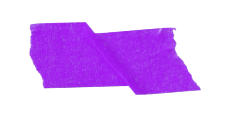 Separate purple torn paper tape on transparent background