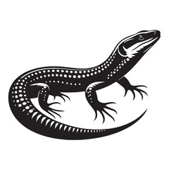 black Blue tongue Skink Silhouette Vector, High Quality Illustration on White Background