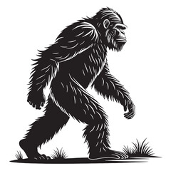 black blackyeti Silhouette Vector, High Quality Illustration on White Background