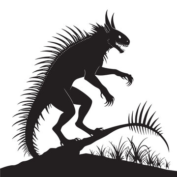 black chupacabra Silhouette Vector, High Quality Illustration on White Background