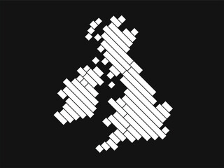 modern abstract geometry United Kingdom map. illustrated on black background