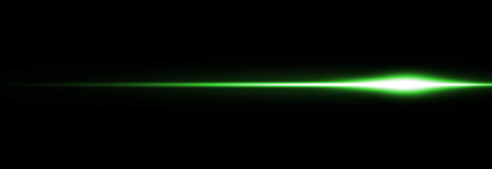 Abstract green neon effect reflections, Bright light lens with glowing sparks on a black background