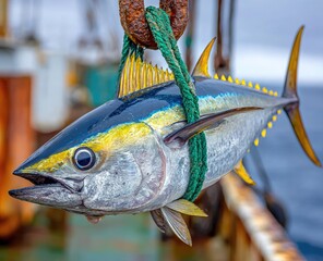 Fresh tuna, caught and hung