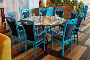 This is an image of a dining room setup