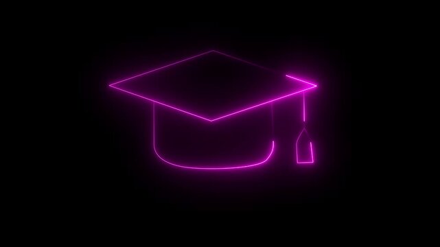 neon line graduation cap  symbolizing academic success education achievement, university, learning and student celebration cap digital  icon loop animation.