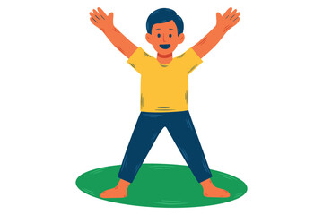 boy with arms raised