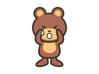 Obraz premium Cute Bear Character Crying with Tears Illustration