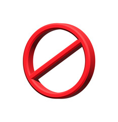 Red prohibition sign 3d render for restriction and forbidden concepts