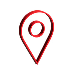 Red location pin icon for maps and navigation applications design use