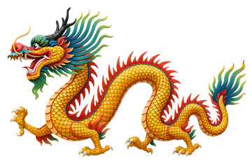 Naklejka premium Chinese dragon in full size on a transparent background