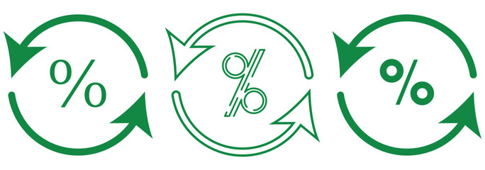 Circular Refresh Percentage Icon. Percentage Cycle Symbol. Rotating Percentage Indicator. Rotating. Refresh Rate Icon with Percentage. Circular arrows forming a continuous loop eps 10