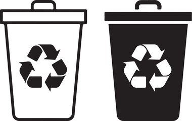 Minimal Recycle Bin Icon  Eco Trash Can Symbol Vector