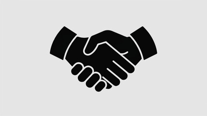 Business Handshake Symbolizing Partnership Agreement and Collaboration with Black Silhouette on Grey Background Signifying Trust and Cooperation
