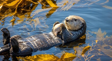 Sea Otter in Kelp Forest