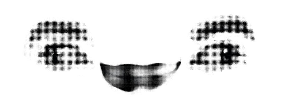 Funny stupid face vector with in halftone style