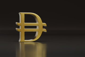 Obraz premium Golden Dirham symbol with copy space. 3D illustration.