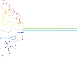 Vector abstract illustration with bright gradient lines moving from chaotic tangled curves to clean straight lines. Conceptual artwork about transformation, harmony, structure, and balance
