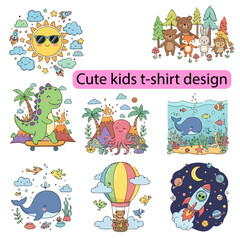 Obraz premium Cute Kids T-Shirt Designs | Fun Cartoon & Colorful Children’s Fashion Graphics