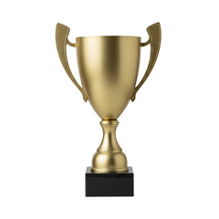 Gold trophy cup for a winner, isolated on transparent background