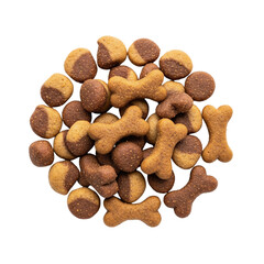 Pile of dry dog food kibble