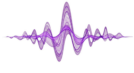 Abstract purple music wave form shape transparent PNG isolated background. Electronic rhythm frequency



