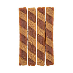 Striped dog treats or dental chews