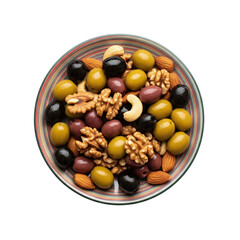 Bowl of mixed olives and nuts