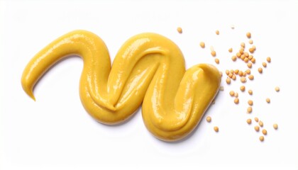 Yellow mustard sauce, spread on white 