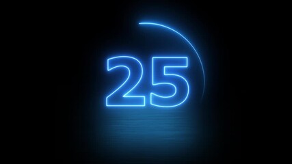 Neon light 30 seconds countdown animated. neon countdown timer. Countdown on black background Running dynamic light. Timer from 30 to 0 seconds. cyan neon line . - Powered by Adobe