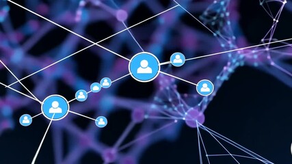 Abstract technology network animation demonstrating social connections in cyberspace - Powered by Adobe