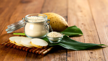 Konjac Flour in Glass Jar