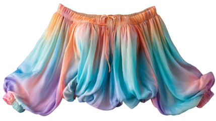 A vibrant and beautifully crafted multicolored skirt featuring a flowing design with the full spectrum of rainbow hues an exceptional piece of apparel for a cheerful fashion statement.