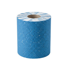Single roll of blue toilet paper for the bathroom