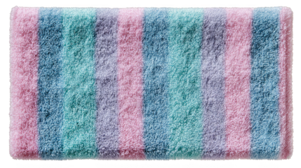 A vibrant and colorful striped rug featuring a beautiful pattern of alternating blue and pink lines creating a visually appealing and modern aesthetic for any interior design.