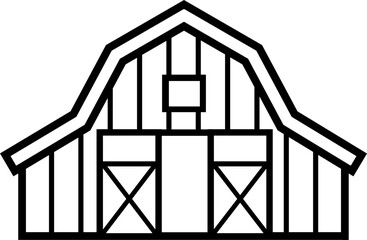 Barn outline icon vector. 
Farm barn.
Simple barn thick line icon isolated.
Transparent background.