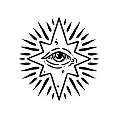 mystical star with all-seeing eye