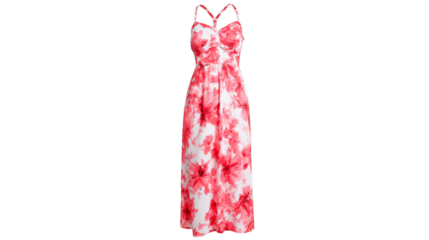 A close up view of a beautifully designed red and white garment featuring an elegant floral pattern with delicate blossoms and leaves showcasing exquisite textile art and fashion design.