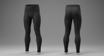 Black Men's Performance Leggings: Front & Back Views