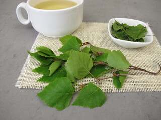 A cup of tea from dried birch leaves