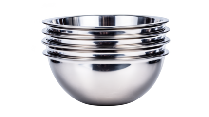An essential and versatile kitchenware collection featuring a trio of durable polished stainless steel mixing bowls perfect for all culinary preparation baking and serving needs.