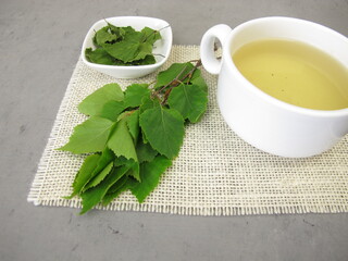 A cup of tea from dried birch leaves