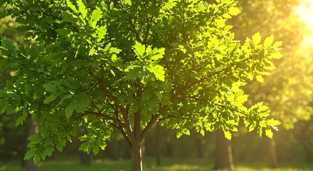 陽光浴びる若葉の輝き