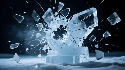 Shattered Ice Blocks Exploding in a Dynamic Display