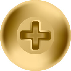 Fototapeta premium Golden plus sign button with transparent background, perfect for graphic design projects, web design, user interfaces, and other creative applications requiring a visually appealing plus symbol