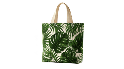 A fashionable and practical tote bag featuring a fresh green and white palm leaf print an ideal accessory for summer outings beach days shopping trips and casual everyday carry.