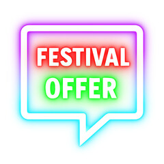 Neon Festival Offer Speech Bubble for Shopping and Sale Isolated Transparent Background PNG
