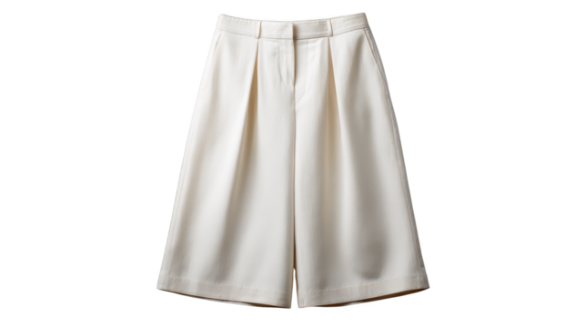 A detailed studio shot of a pair of clean white pants with a contrasting blue waistband showcasing modern casual fashion and comfortable apparel design for everyday wear and style.