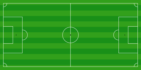 Football fields top view. Soccer grass fields with chalk lines. Green grass field background. Vector Football - Soccer Field.