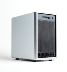 Obraz premium Silver computer enclosure,?front?view